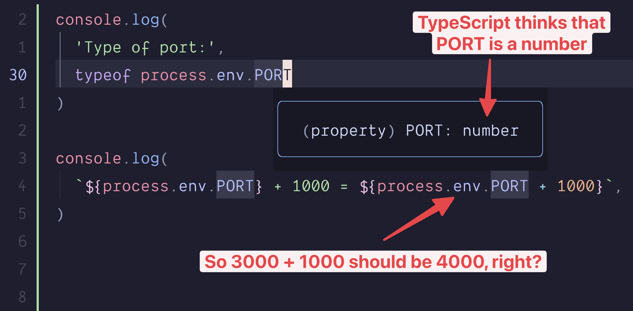 Port environment variable type during dev time